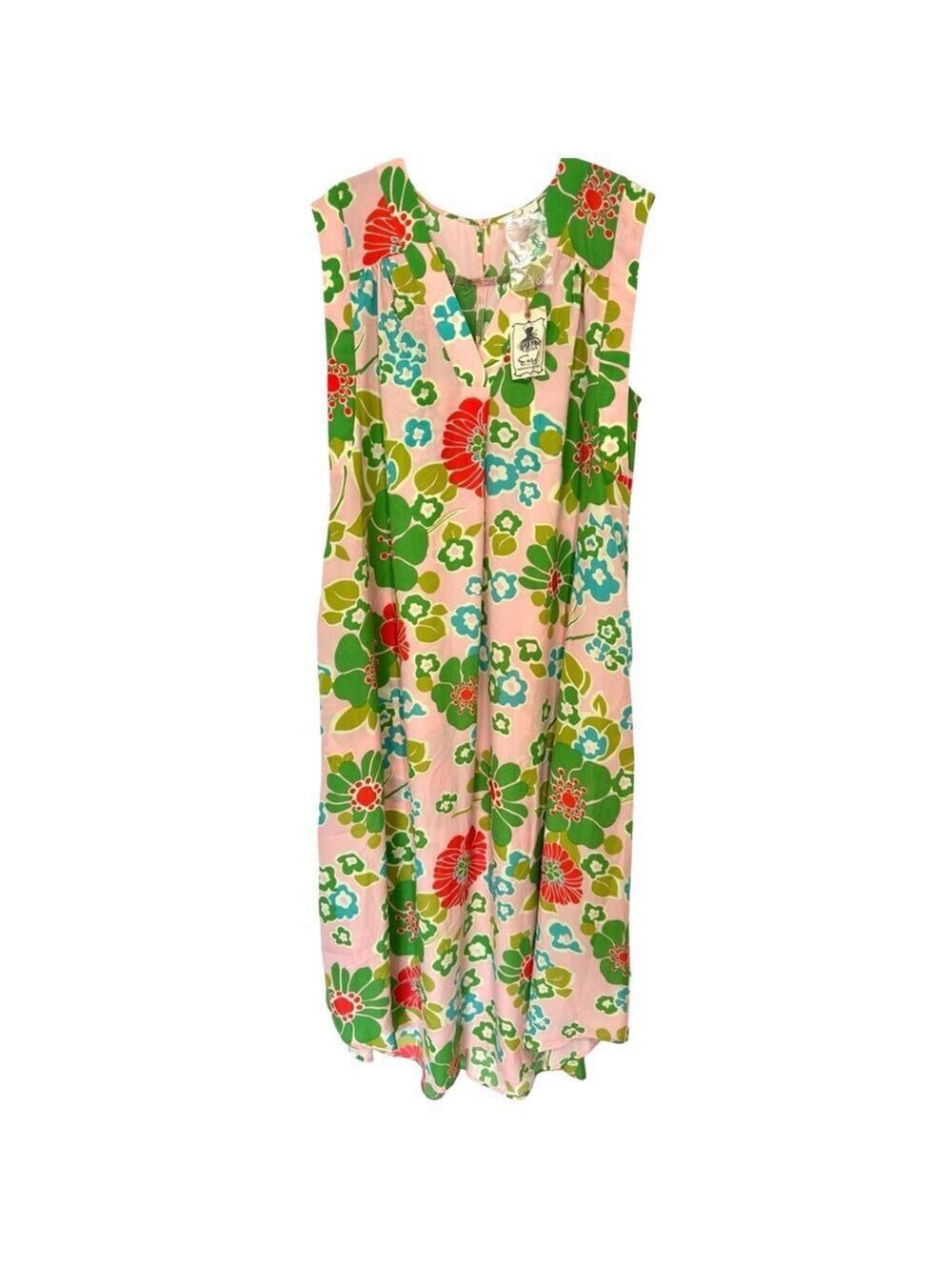 NWT Easel Los Angeles Sz L Floral Tropical Print Pink Blossom Maxi Dress NEW - Picture 1 of 11